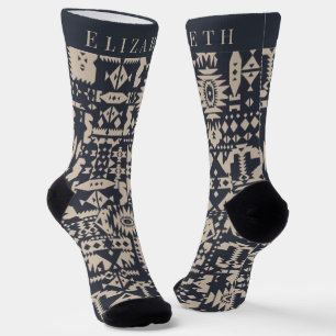 Anpassbares Monogramm Initial Aztec-Stil Design Socken