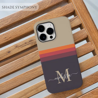 Anpassbares Monogramm mit süßem Streifen-Farblock iPhone 14 Pro Max Hülle