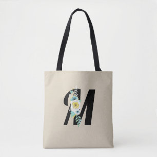 Anpassbares Monogramm Weiß und Aquamarin Blumen-Sp