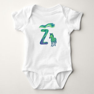 Anpassbares Nordlicht Buchstabe Z Aurora Zebra Baby Strampler