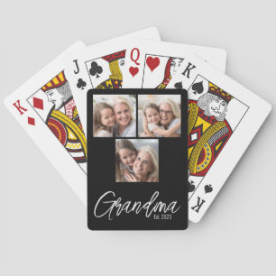 Anpassbares Oma-Gründungsjahr 3 Foto Spielkarten