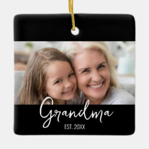 Anpassbares Oma seit Jahr Foto Weihnachten Keramikornament