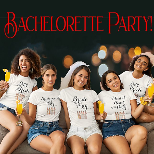 Anpassbares Party der Braut Bachelorette Hen T-Shirt (Von Creator hochgeladen)