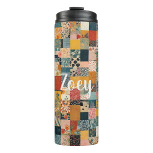 Anpassbares Patchwork-Muster Thermosbecher