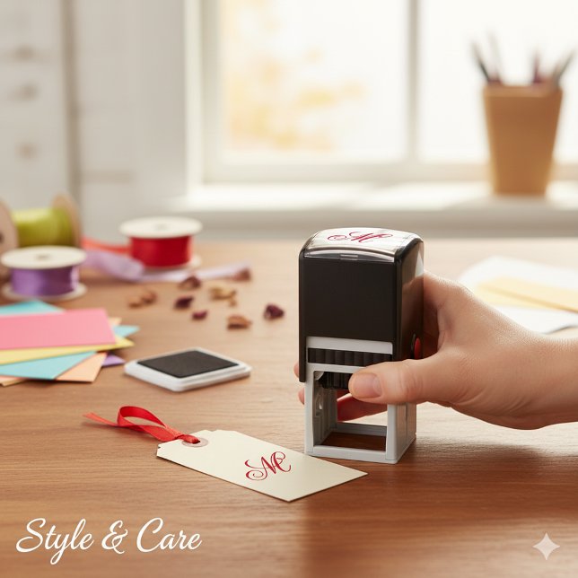 Anpassbares Personalisiertes Stylisches Monogramm Permastempel (Customizable Personalized Stylish Monogram Self-inking Stamp)