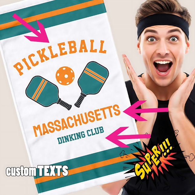 Anpassbares Pickleball Handtuch (Customizable pickleball hand towel - orange and teal)