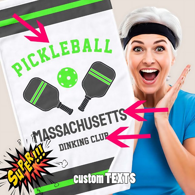 Anpassbares Pickleball Handtuch (Customizable pickleball hand towel - lime green charcoal)