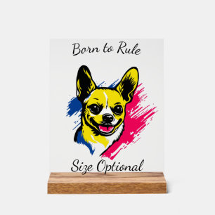 Anpassbares Pop-Art-Chihuahua-Design Acrylschild