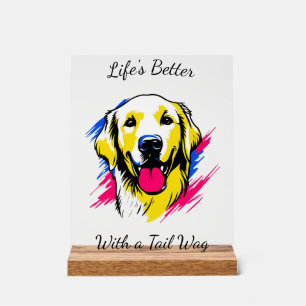 Anpassbares Pop-Art-Golden-Retriever-Design Acrylschild