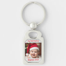 Anpassbares Rechteck-Metall-Baby-Erstes-Weihnachte