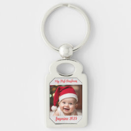 Anpassbares Rechteck-Metall-Baby-Erstes-Weihnachte Schlüsselanhänger