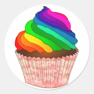 Anpassbares Regenbogen-Cupcake-Stolz-Design Runder Aufkleber