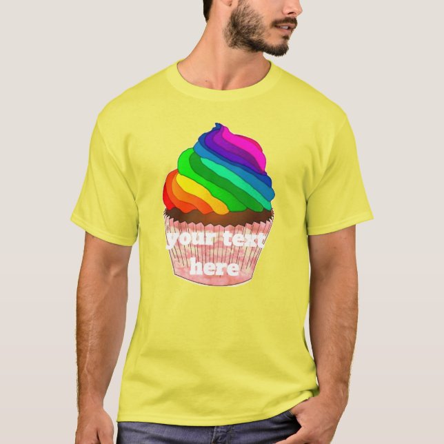 Anpassbares Regenbogen-Cupcake-Stolz-Design T-Shirt (Vorderseite)