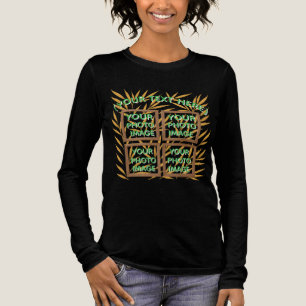 Anpassbares Rustikales Blattcollage Langarmshirt Tri-Blend Shirt