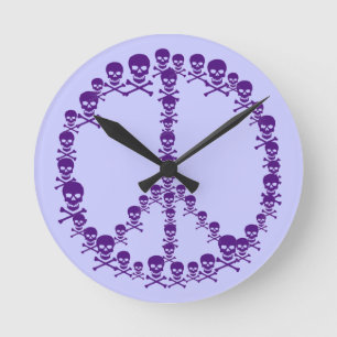 Anpassbares Skully Peace Runde Wanduhr