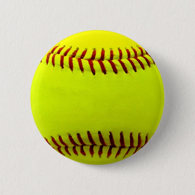 Anpassbares Softball-Gelb-Team Button (Vorderseite)
