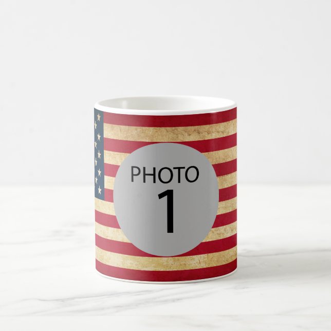 Anpassbares Template-FOTO unter US-Flagge Kaffeetasse (Mittel)