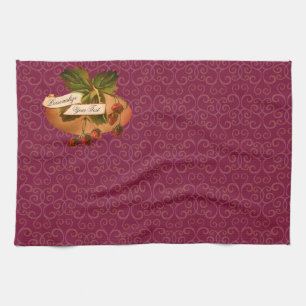 Anpassbares Vintage-Erdbeeren Elegantes Damast Geschirrtuch