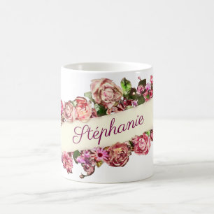 Anpassbares Vintage süßes Mädchen Blumen Brautjung Kaffeetasse