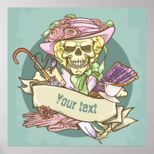 Anpassbares Vintage-Totenkopf-Poster Poster