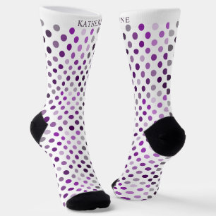 Anpassbares Weiß Violett Lila Punkte-Design Socken