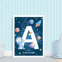 Anpassbares Weltraum-Abenteuer-Buchstabe 'A'-Poste