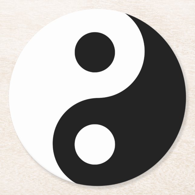 Anpassbares Yin Yang-Symbol Runder Pappuntersetzer (Vorderseite)