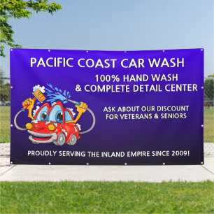 Anpassen Blaue Autowäsche Comical Toon Auto Groß Banner