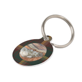 Anpassen der Ahornleaf Tartan Burgundy Cat Haustiermarke