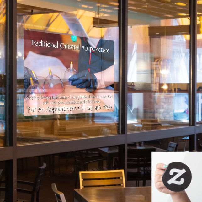 Anpassen der Behandlung von akupunktur 6 Fensteraufkleber (Restaurantfenster)