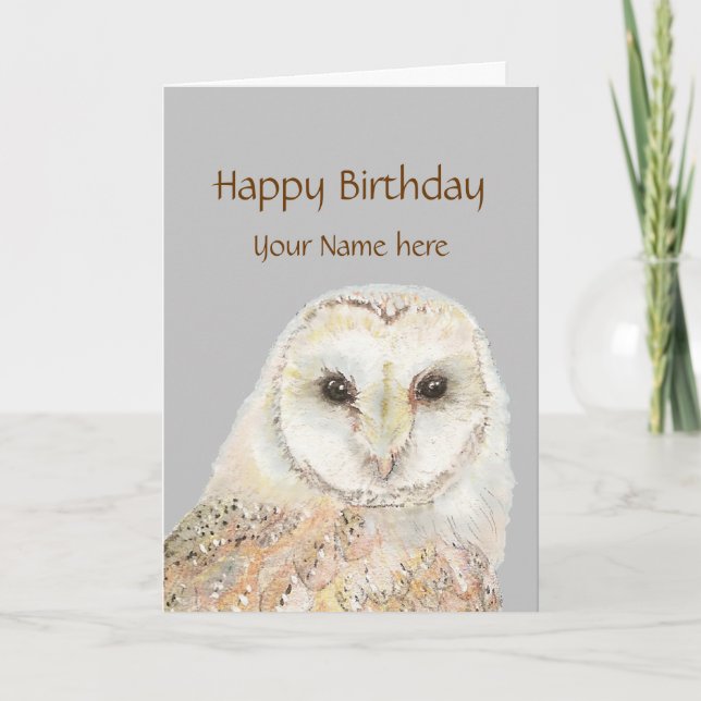 Anpassen der Birthday Barn Owl Warum feiern wir Karte (Vorderseite)