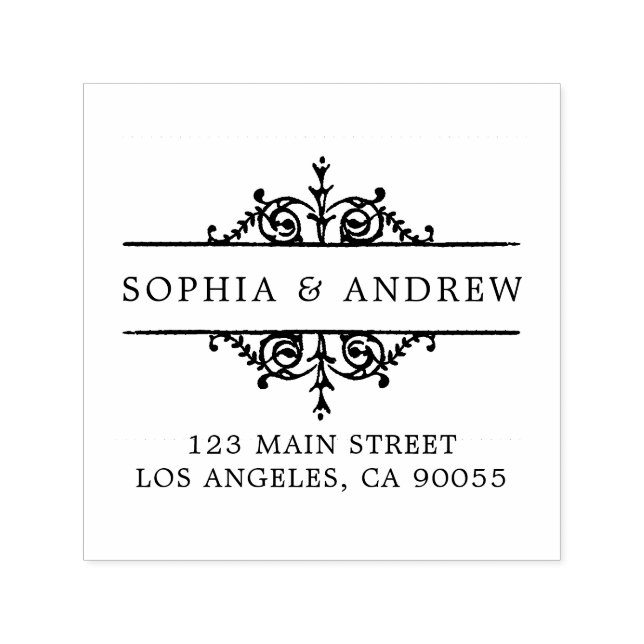 Anpassen der eleganten Vintage Wedding-Rücksendead Permastempel (Design)