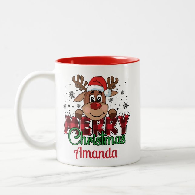 Anpassen der frohen Weihnachtsbaum-Tasse Zweifarbige Tasse (Links)