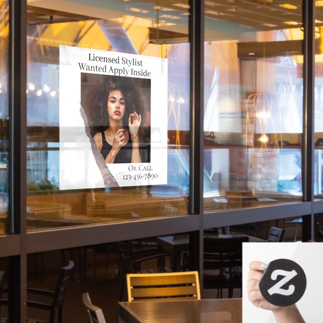 Anpassen der im Inneren Gewollt Haarstylle Fensteraufkleber (Restaurantfenster)