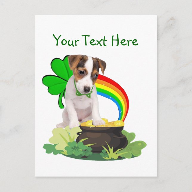 Anpassen der It Jack Russell Puppy St Pattys Day C Postkarte (Vorderseite)