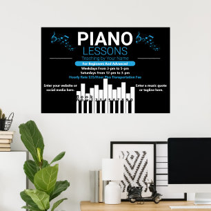 Anpassen der Klavierstunden Musiklehrer Yard Poster