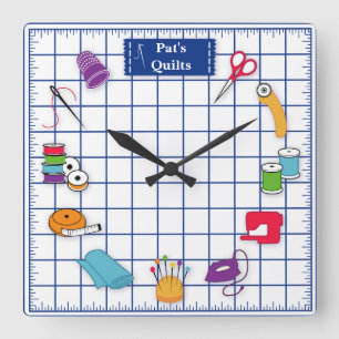 Anpassen der Label-Quilt-Zeit Quadratische Wanduhr