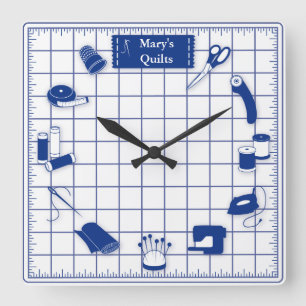 Anpassen der Label-Quilt-Zeit Quadratische Wanduhr