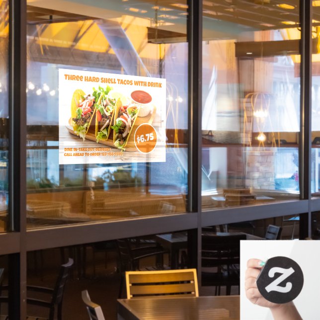 Anpassen der mexikanischen Food Hard Muschel Tacos Fensteraufkleber (Restaurantfenster)
