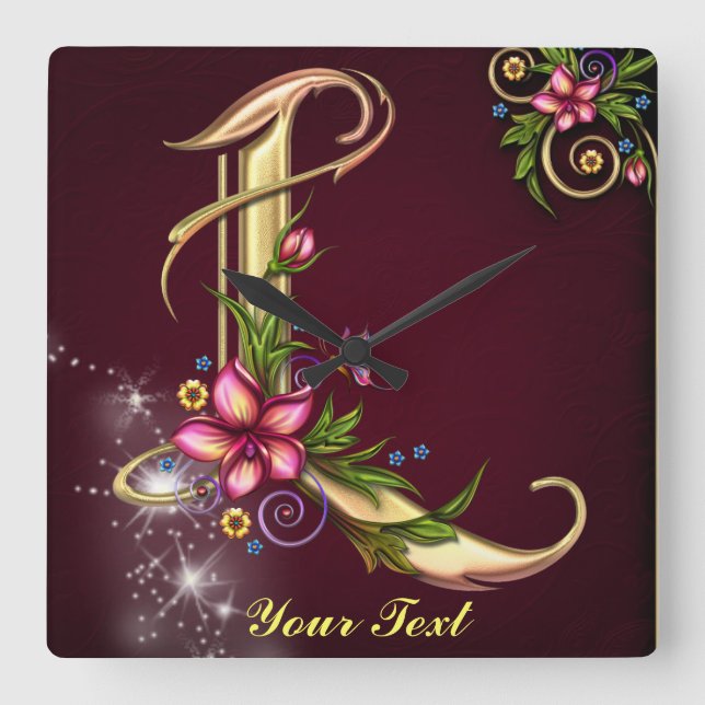 Anpassen der Monogramm-L-Wall-Uhr Quadratische Wanduhr (Vorderseite)