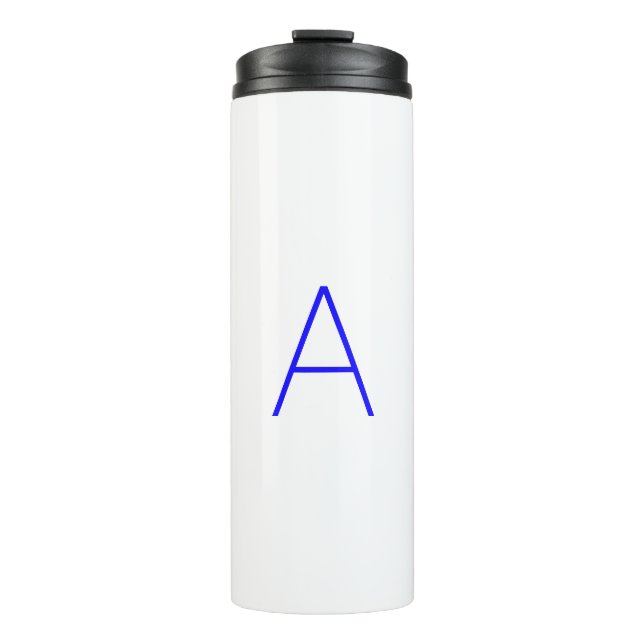 Anpassen des Alphabet-Anfangsbuchstabens blau Thermosbecher (Vorderseite)