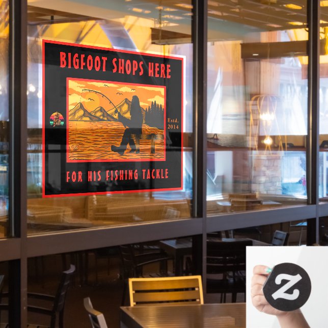 Anpassen des Bigfoot Fishing Tackle Shop-Logos Fensteraufkleber (Restaurantfenster)