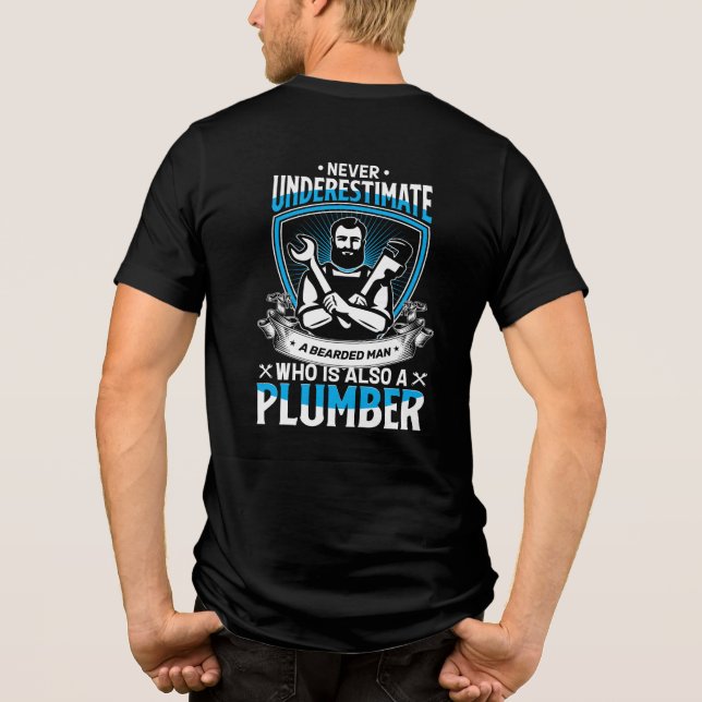 Anpassen des feinen Klempner-Grafikdesigns Tri-Blend Shirt (Rückseite)