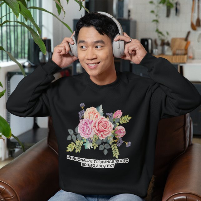 Anpassen des Foto Artwork-Zitats Sweatshirt (Custom Personalize Photo Artwork Quote Dark Sweatshirt)