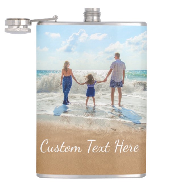 Anpassen des Foto-Flasengeschenkes mit Text Flachmann (Geöffnet)