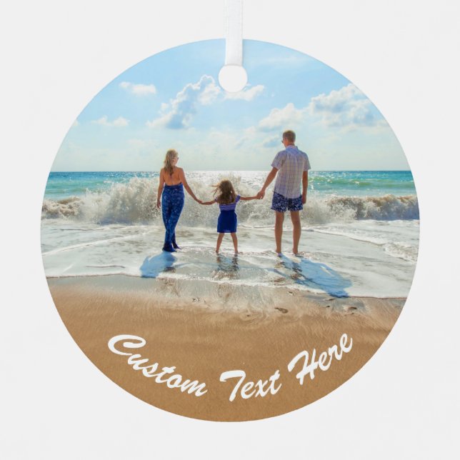 Anpassen des Foto-Ornaments mit Textnamen Ornament Aus Metall (Vorderseite)