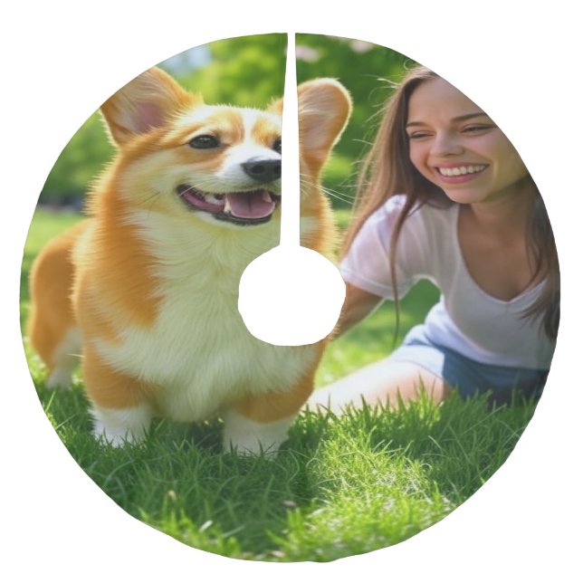 Anpassen des Fotos für Begleiter hinzufügen Polyester Weihnachtsbaumdecke (Vorderseite)