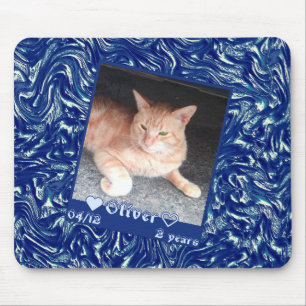 Anpassen des Frame Foto Katze auf dunkelblauer Tex Mousepad