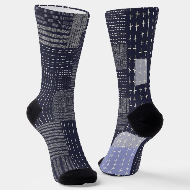 Anpassen des japanischen Sashiko-Musters Socken (Gewinkelt)