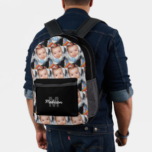 Anpassen des Monogrammnamen des Fotos Schwarz Bedruckter Rucksack